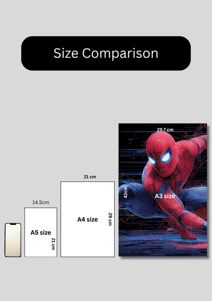 Spider Mann Split Poster for Wall | 3 Large A3 Sized Spider Mann Posters for Room Decor | Huge 89 x 42 cm Superhero Wall Art for Bedroom, Gaming Room & Office