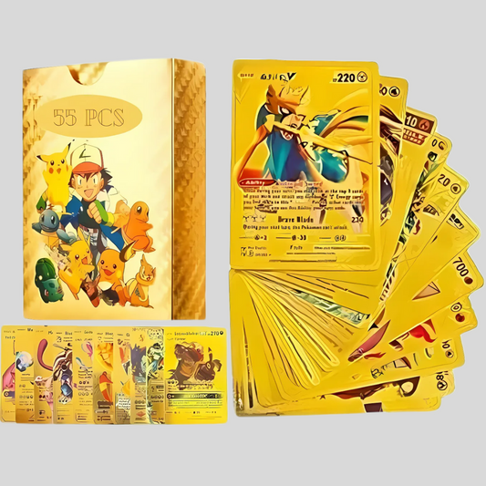 Premium Pokémon Golden Foil Card Set – 55 Cards Collector's Edition for Kids & Fans