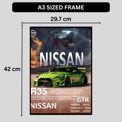 Nissan R35 Framed Car Wall Art – Premium Automotive Decor for Car Enthusiasts