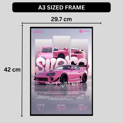 Supra MK4 Framed Car Wall Art – Premium Automotive Decor for Car Enthusiasts