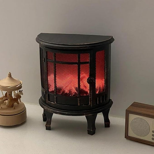 Furnace-Style LED Fireplace Lantern – Vintage Simulated Flame Light for Home, Bar & Holiday Decor