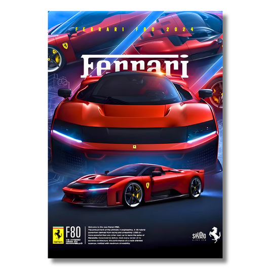 Ferrari F80 Hypercar Poster Wall Art | Ferrari Supercar Aesthetic Poster for Gaming Room, Bedroom & Office | Premium Automotive Decor Print