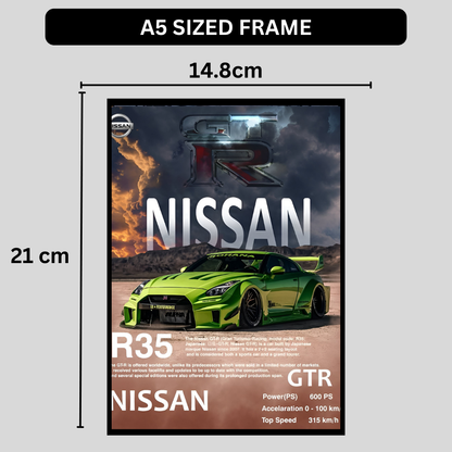 Nissan R35 Framed Car Wall Art – Premium Automotive Decor for Car Enthusiasts