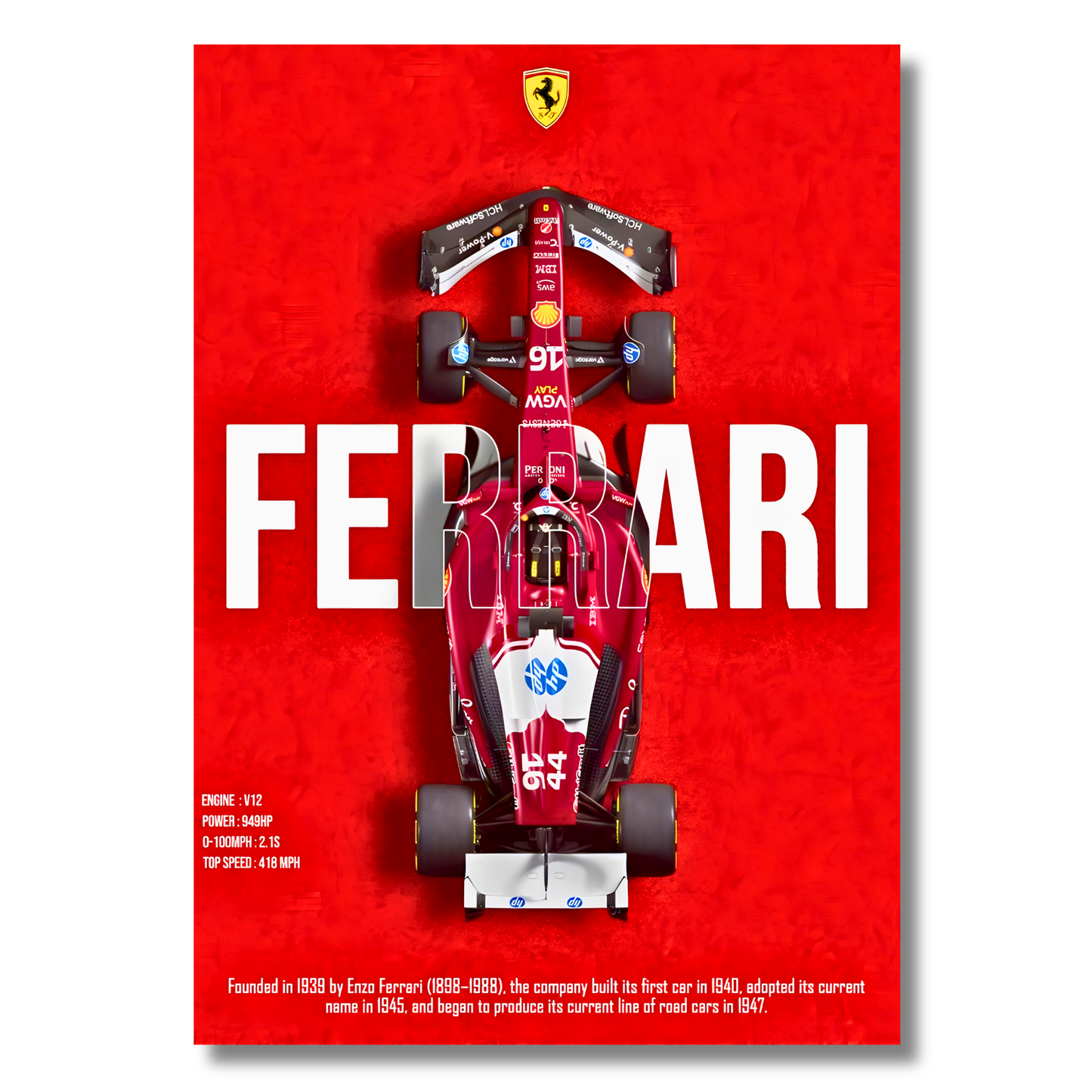 Ferrari SF Formula 1 Poster Wall Art | Ferrari F1 Racing Car Aesthetic Poster for Gaming Room, Bedroom & Office | Premium Motorsport Decor Print
