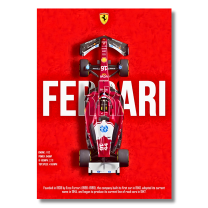 Ferrari SF Formula 1 Poster Wall Art | Ferrari F1 Racing Car Aesthetic Poster for Gaming Room, Bedroom & Office | Premium Motorsport Decor Print