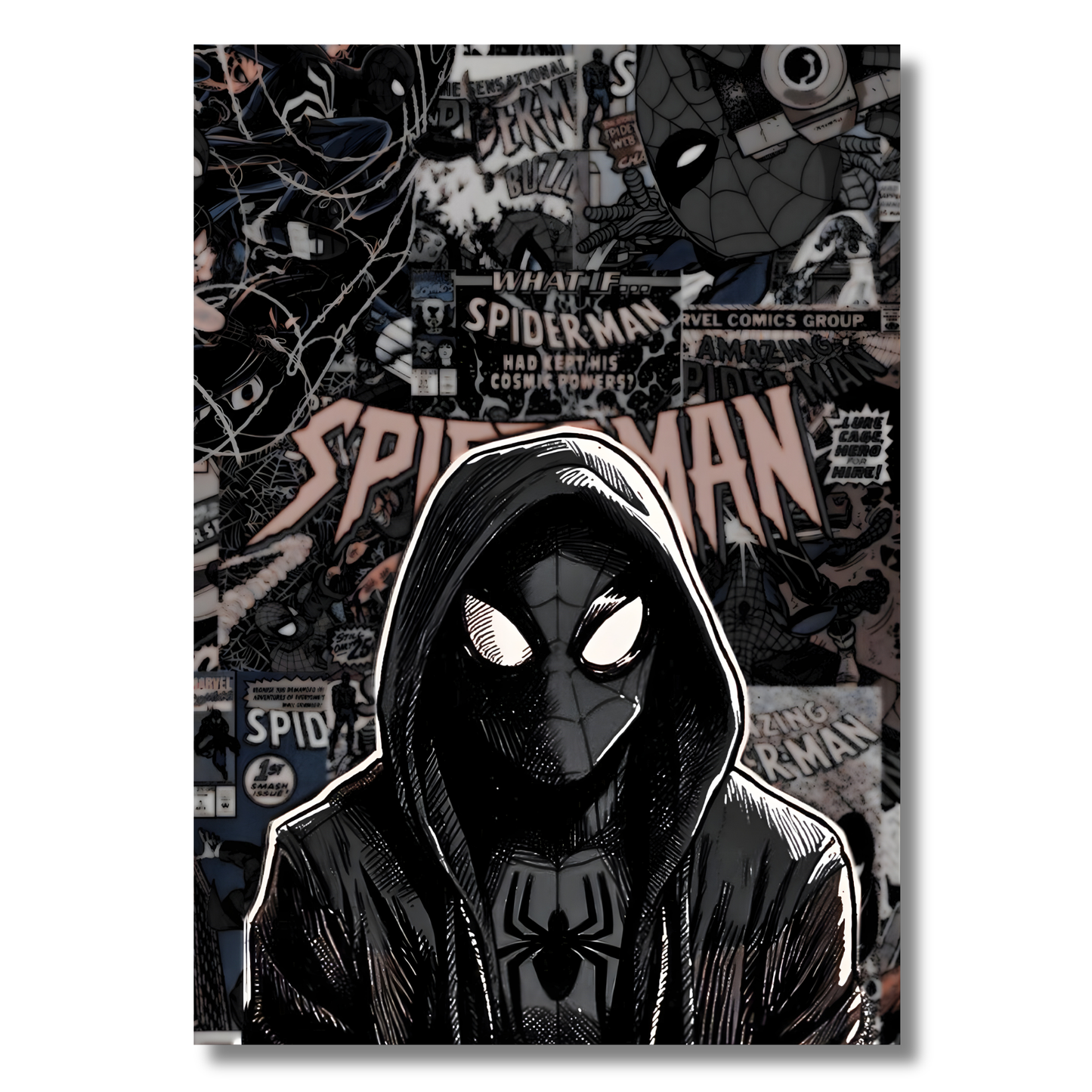 Spider-Man Dark Aesthetic Poster Wall Art | Hooded Spider-Man Comic Style Poster for Gaming Room, Bedroom & Office | Premium Superhero Decor Print
