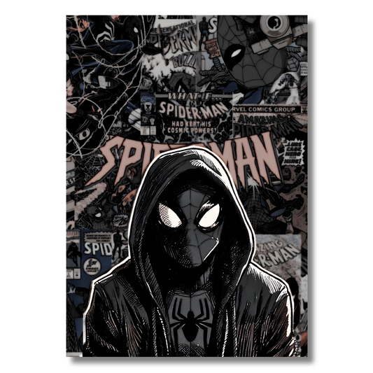 Spider-Man Dark Aesthetic Poster Wall Art | Hooded Spider-Man Comic Style Poster for Gaming Room, Bedroom & Office | Premium Superhero Decor Print