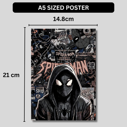 Spider-Man Dark Aesthetic Poster Wall Art | Hooded Spider-Man Comic Style Poster for Gaming Room, Bedroom & Office | Premium Superhero Decor Print