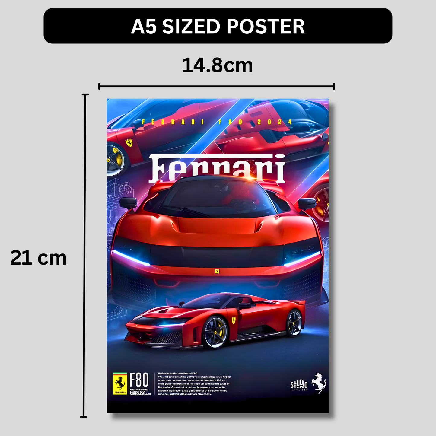 Ferrari F80 Hypercar Poster Wall Art | Ferrari Supercar Aesthetic Poster for Gaming Room, Bedroom & Office | Premium Automotive Decor Print