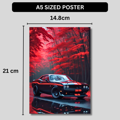 Dodge Challenger SRT Poster Wall Art | American Muscle Car Aesthetic Poster for Bedroom, Gaming Room & Office | Premium Automotive Decor Print