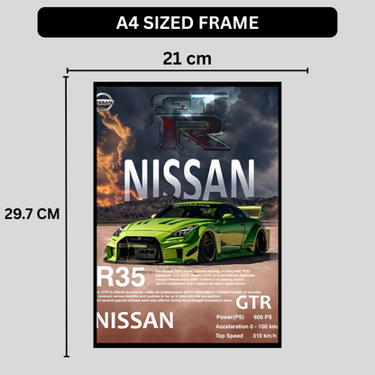 Nissan R35 Framed Car Wall Art – Premium Automotive Decor for Car Enthusiasts