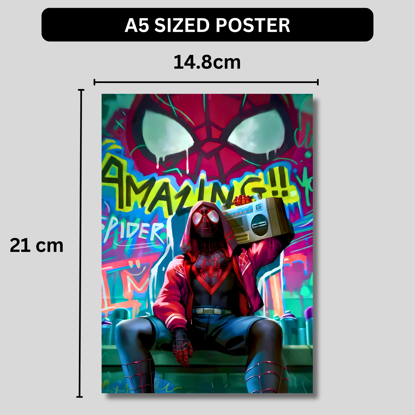 Miles Morales Spider-Man Poster Wall Art | Spider-Verse Graffiti Aesthetic Poster for Gaming Room, Bedroom & Office | Premium Superhero Decor Print
