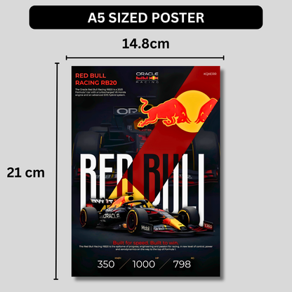 Oracle Red Bull Racing RB20 Formula 1 Poster Wall Art | Red Bull F1 Race Car Aesthetic Poster for Gaming Room, Bedroom & Office | Premium Motorsport Decor Print