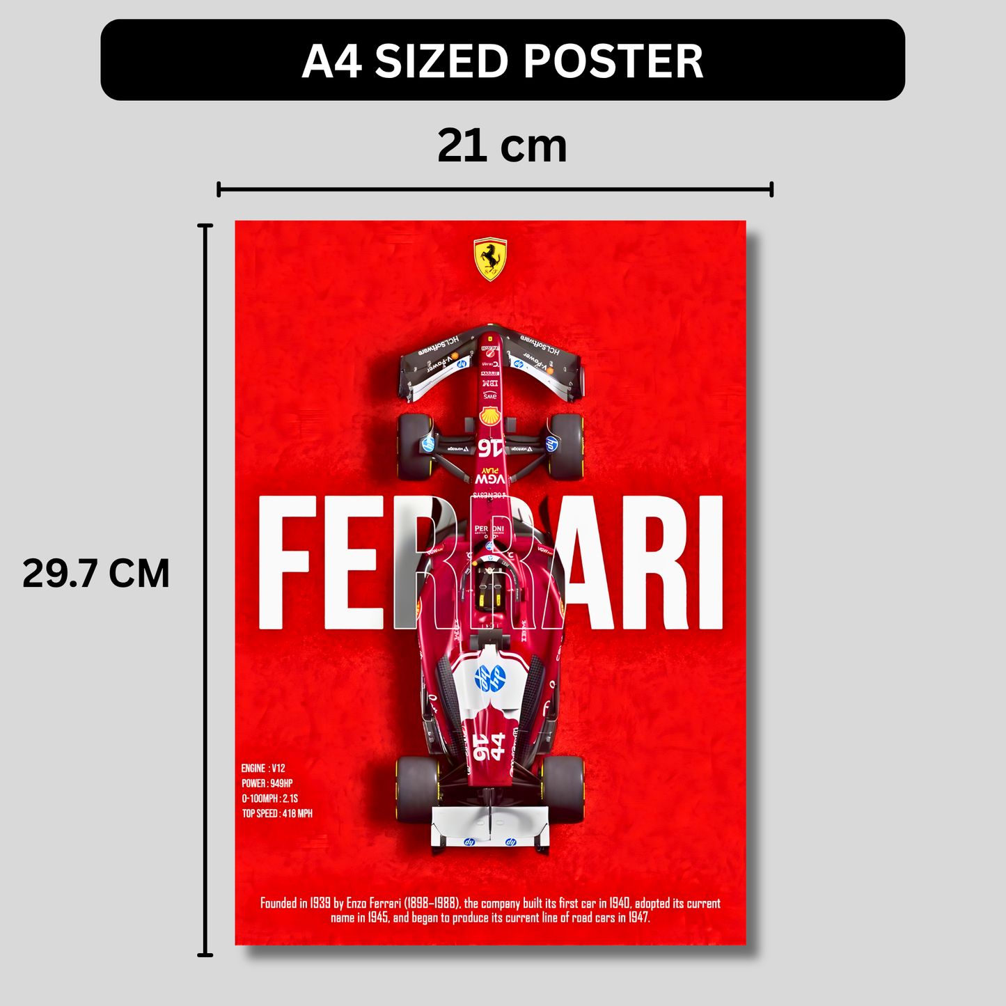 Ferrari SF Formula 1 Poster Wall Art | Ferrari F1 Racing Car Aesthetic Poster for Gaming Room, Bedroom & Office | Premium Motorsport Decor Print