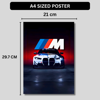 BMW M4 GT3 Motorsport Poster Wall Art | BMW M Series Racing Car Poster for Gaming Room, Bedroom & Office | Premium Automotive Decor Print