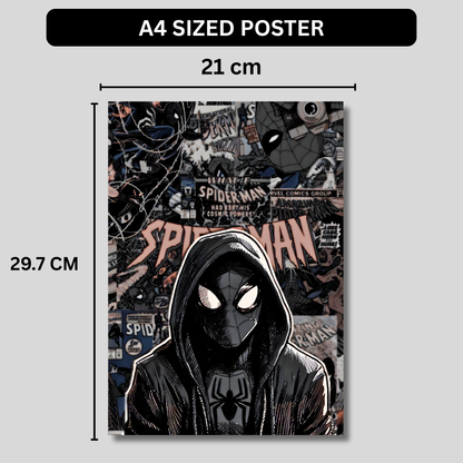 Spider-Man Dark Aesthetic Poster Wall Art | Hooded Spider-Man Comic Style Poster for Gaming Room, Bedroom & Office | Premium Superhero Decor Print