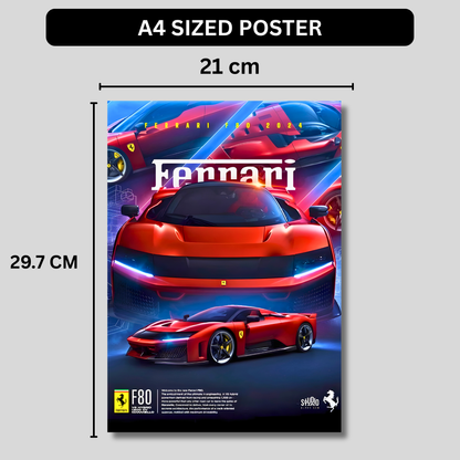 Ferrari F80 Hypercar Poster Wall Art | Ferrari Supercar Aesthetic Poster for Gaming Room, Bedroom & Office | Premium Automotive Decor Print