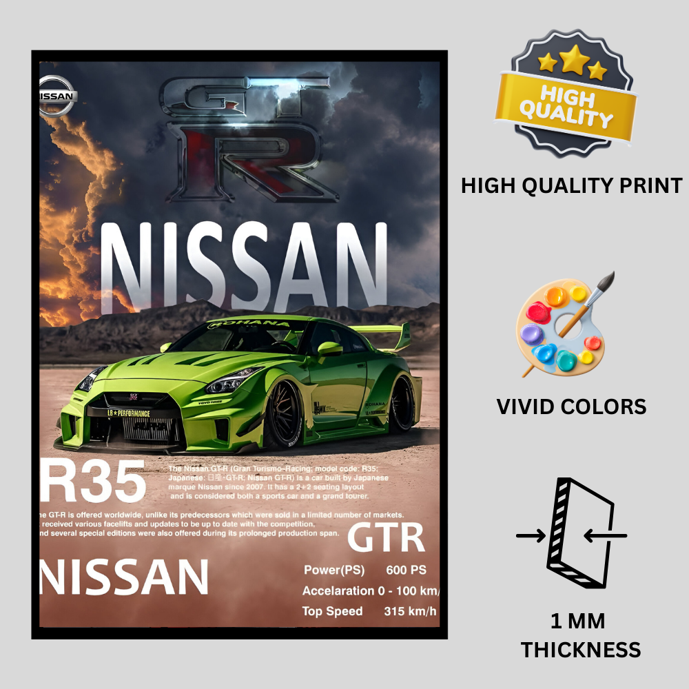 Nissan R35 Framed Car Wall Art – Premium Automotive Decor for Car Enthusiasts