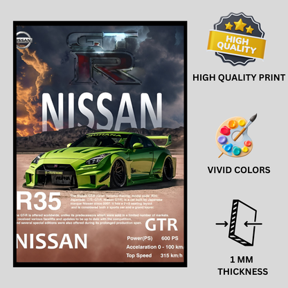 Nissan R35 Framed Car Wall Art – Premium Automotive Decor for Car Enthusiasts