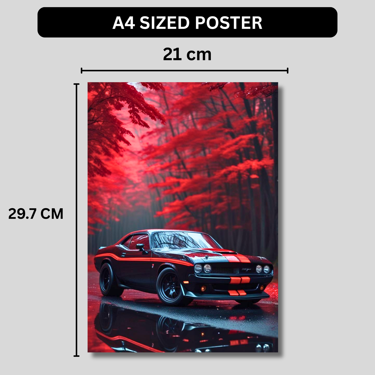 Dodge Challenger SRT Poster Wall Art | American Muscle Car Aesthetic Poster for Bedroom, Gaming Room & Office | Premium Automotive Decor Print