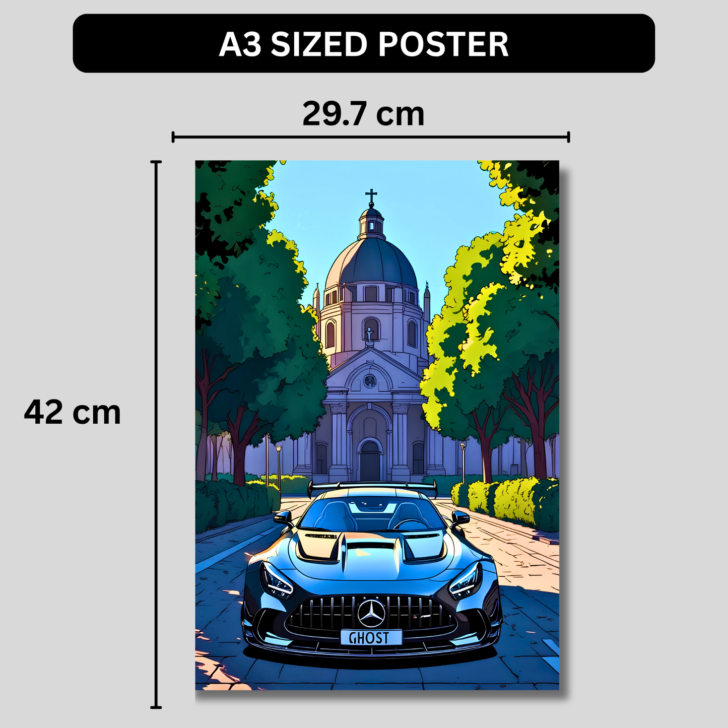 Mercedes AMG GT Black Series Poster Wall Art | Luxury Supercar Aesthetic Poster for Bedroom, Gaming Room & Office | Premium Automotive Decor Print