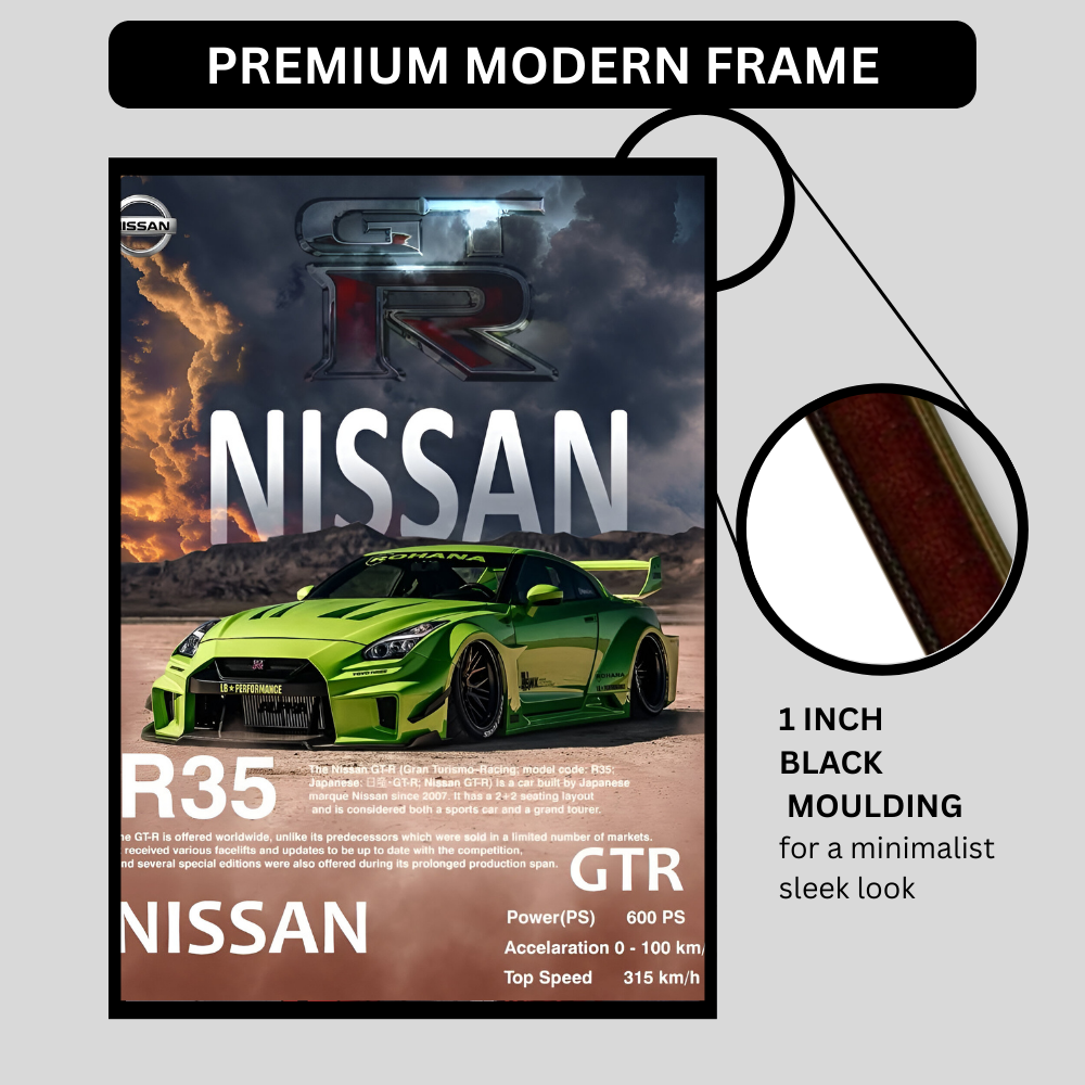 Nissan R35 Framed Car Wall Art – Premium Automotive Decor for Car Enthusiasts