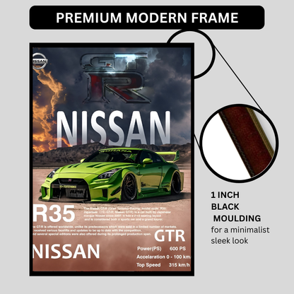 Nissan R35 Framed Car Wall Art – Premium Automotive Decor for Car Enthusiasts