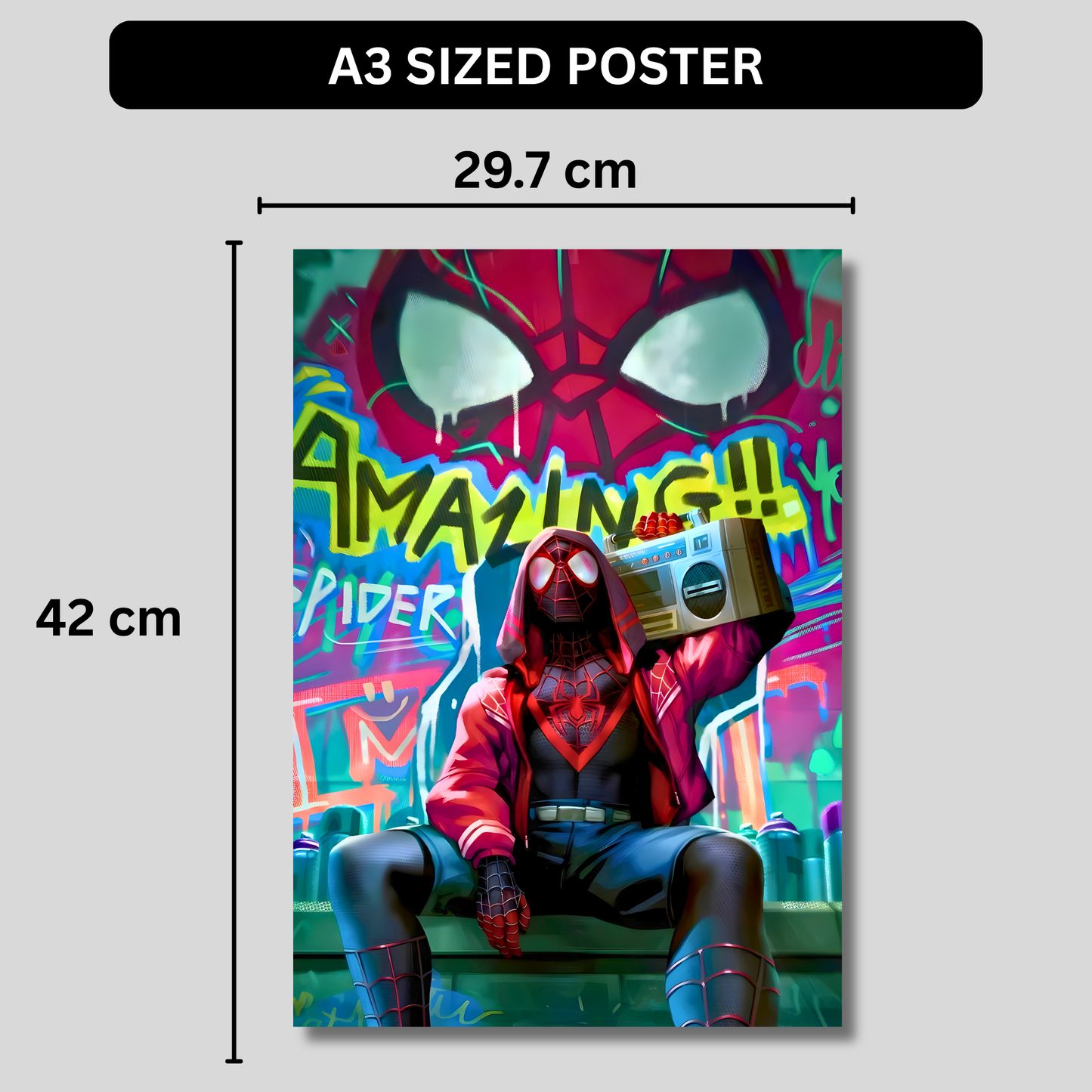 Miles Morales Spider-Man Poster Wall Art | Spider-Verse Graffiti Aesthetic Poster for Gaming Room, Bedroom & Office | Premium Superhero Decor Print