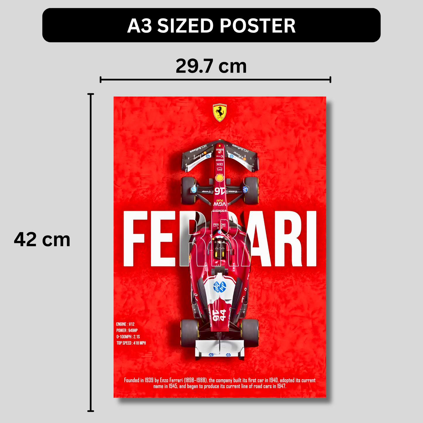 Ferrari SF Formula 1 Poster Wall Art | Ferrari F1 Racing Car Aesthetic Poster for Gaming Room, Bedroom & Office | Premium Motorsport Decor Print