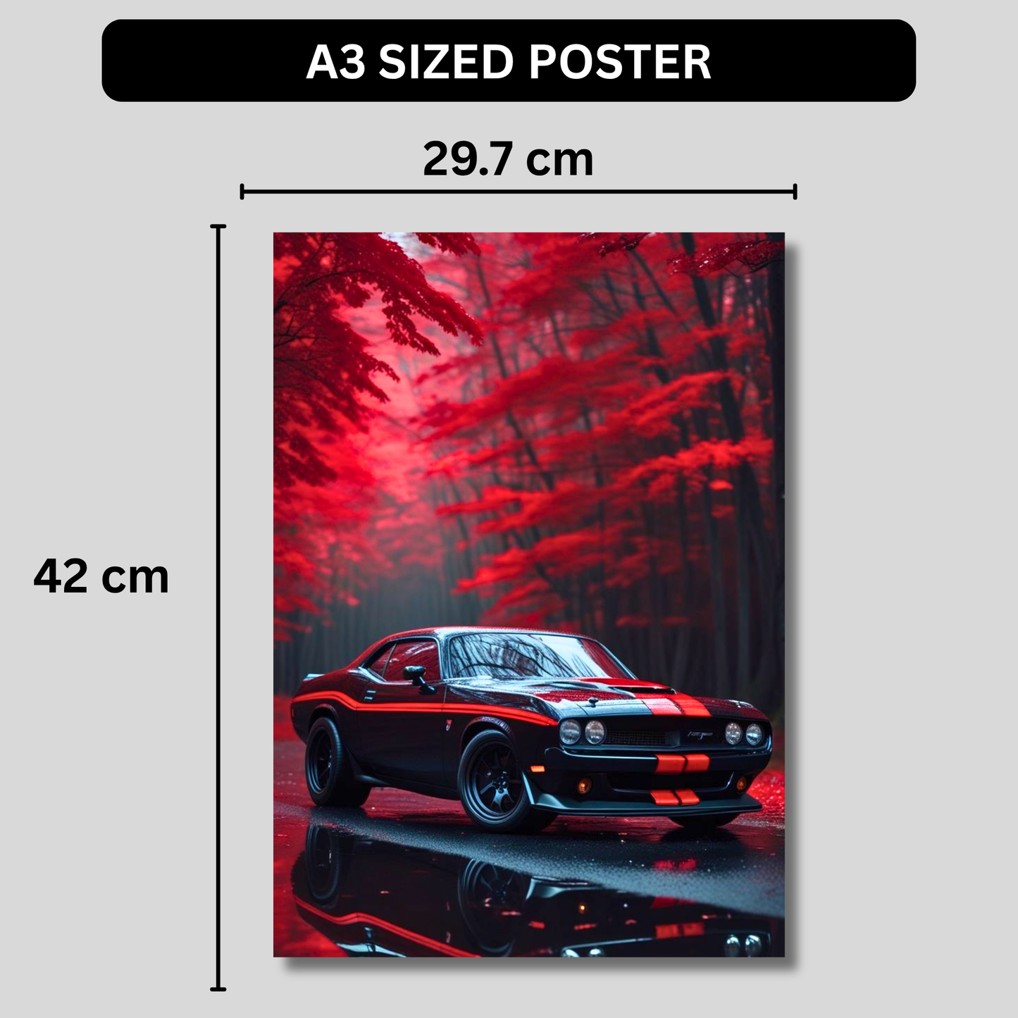 Dodge Challenger SRT Poster Wall Art | American Muscle Car Aesthetic Poster for Bedroom, Gaming Room & Office | Premium Automotive Decor Print