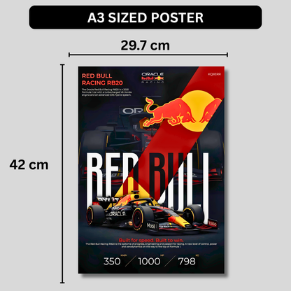 Oracle Red Bull Racing RB20 Formula 1 Poster Wall Art | Red Bull F1 Race Car Aesthetic Poster for Gaming Room, Bedroom & Office | Premium Motorsport Decor Print