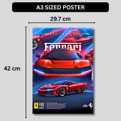 Ferrari F80 Hypercar Poster Wall Art | Ferrari Supercar Aesthetic Poster for Gaming Room, Bedroom & Office | Premium Automotive Decor Print