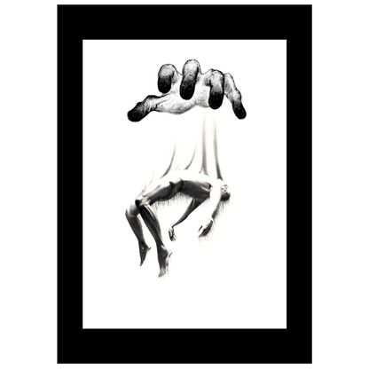 Surreal Puppet Control Art 2D Framed Wall Poster | Abstract Hand & Human Figure Concept Artwork | HD Matte Finish Modern Wall Frame for Home & Office Décor