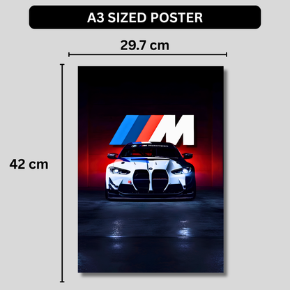 BMW M4 GT3 Motorsport Poster Wall Art | BMW M Series Racing Car Poster for Gaming Room, Bedroom & Office | Premium Automotive Decor Print