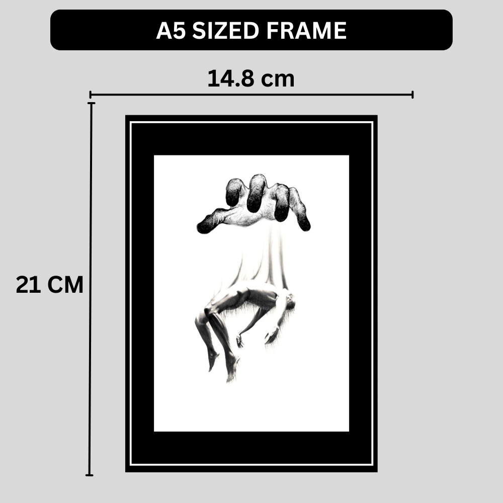 Surreal Puppet Control Art 2D Framed Wall Poster | Abstract Hand & Human Figure Concept Artwork | HD Matte Finish Modern Wall Frame for Home & Office Décor