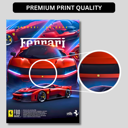 Ferrari F80 Hypercar Poster Wall Art | Ferrari Supercar Aesthetic Poster for Gaming Room, Bedroom & Office | Premium Automotive Decor Print