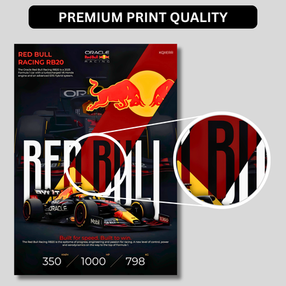 Oracle Red Bull Racing RB20 Formula 1 Poster Wall Art | Red Bull F1 Race Car Aesthetic Poster for Gaming Room, Bedroom & Office | Premium Motorsport Decor Print