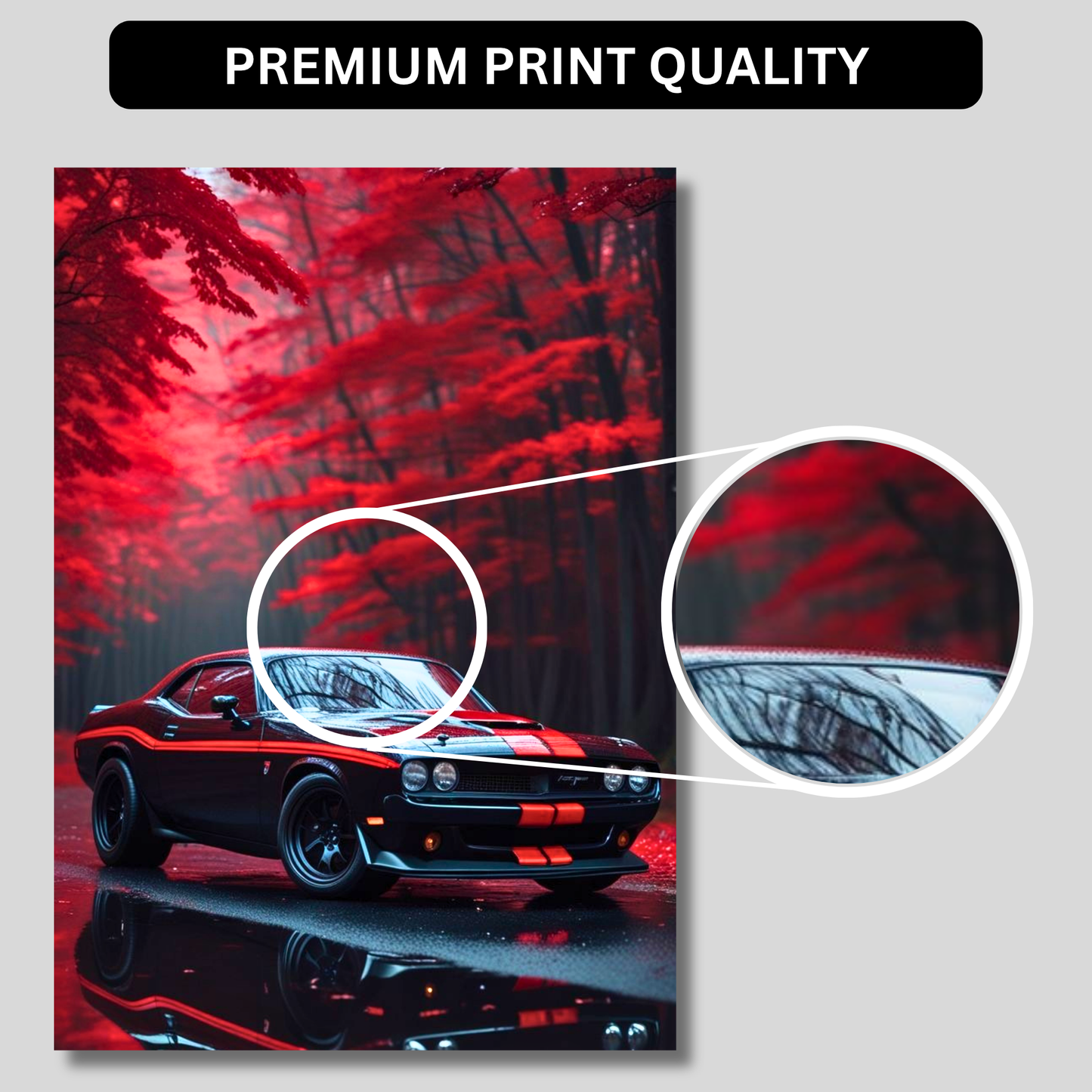 Dodge Challenger SRT Poster Wall Art | American Muscle Car Aesthetic Poster for Bedroom, Gaming Room & Office | Premium Automotive Decor Print