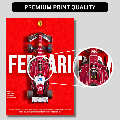 Ferrari SF Formula 1 Poster Wall Art | Ferrari F1 Racing Car Aesthetic Poster for Gaming Room, Bedroom & Office | Premium Motorsport Decor Print