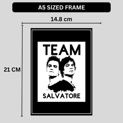 Team Salvatore Inspired Twin Portrait 2D Framed Wall Art Poster | Gothic TV Series Aesthetic | HD Gloss Finish Black & White Wall Frame for Bedroom & Studio Décor