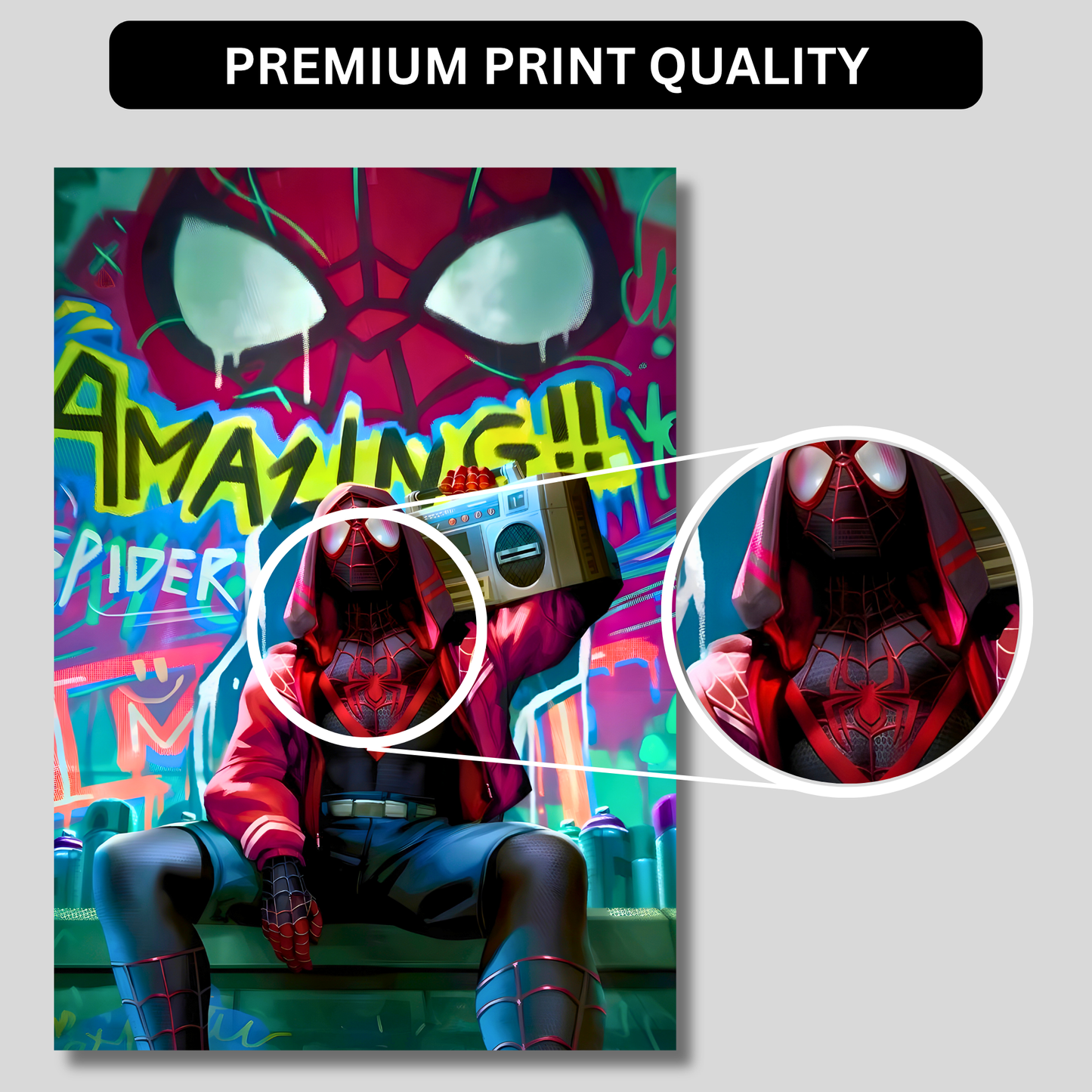 Miles Morales Spider-Man Poster Wall Art | Spider-Verse Graffiti Aesthetic Poster for Gaming Room, Bedroom & Office | Premium Superhero Decor Print