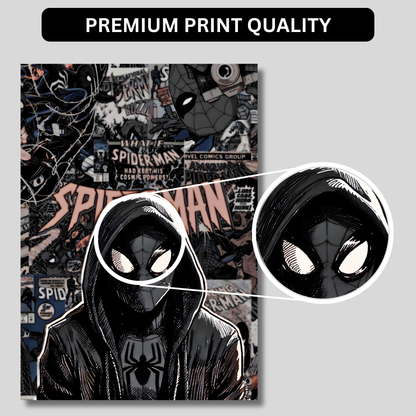 Spider-Man Dark Aesthetic Poster Wall Art | Hooded Spider-Man Comic Style Poster for Gaming Room, Bedroom & Office | Premium Superhero Decor Print