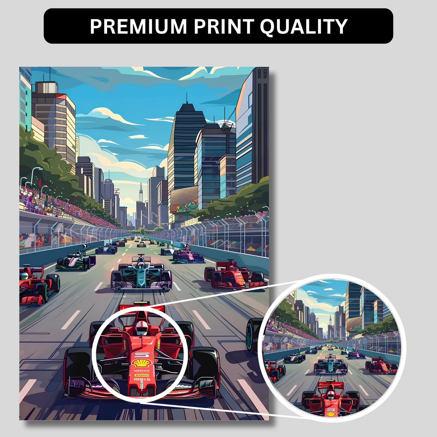 Ferrari F1 Race Poster Wall Art | Formula Racing Track Aesthetic Poster for Bedroom, Gaming Room & Office | Premium Motorsport Car Wall Decor Print