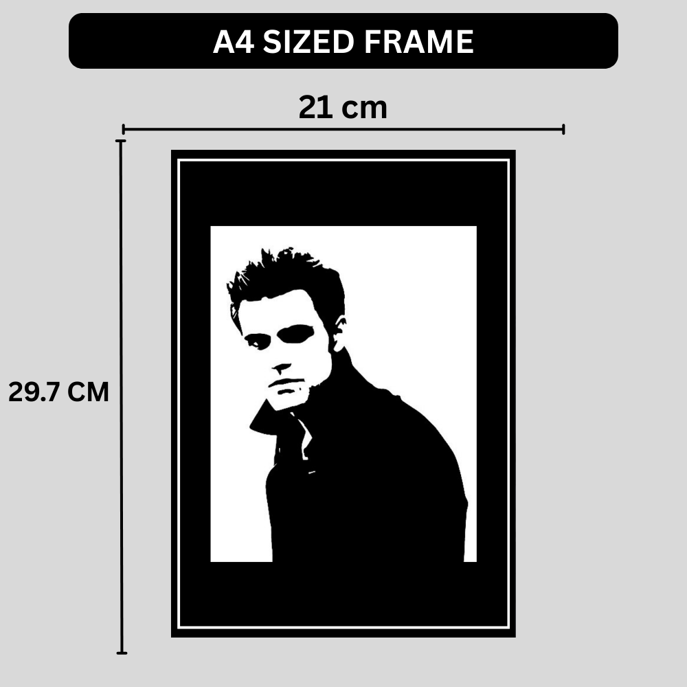 STEFAN SALVATORE Portrait 2D Framed Wall Art Poster | The Vampire Diaries Aesthetic | HD Gloss Finish Black & White Gothic Wall Frame