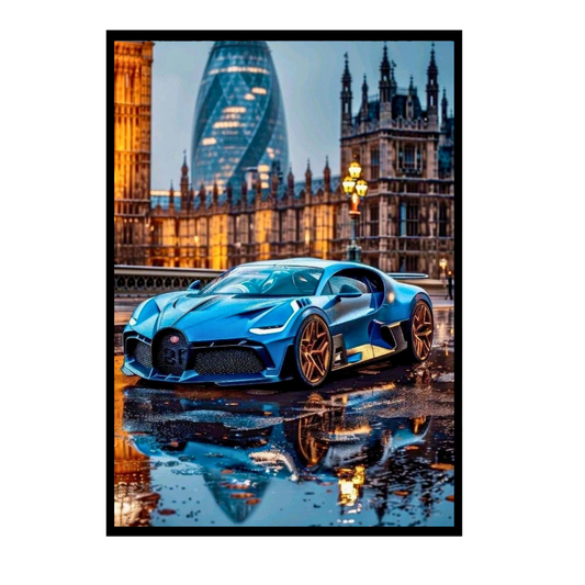 Bugatti Veyron Framed Car Wall Art – Premium Automotive Decor for Car Enthusiasts