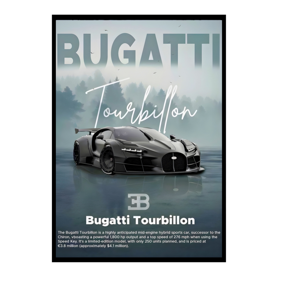 Bugatti Tourbillon Car Wall Art – Premium Automotive Decor for Car Enthusiasts