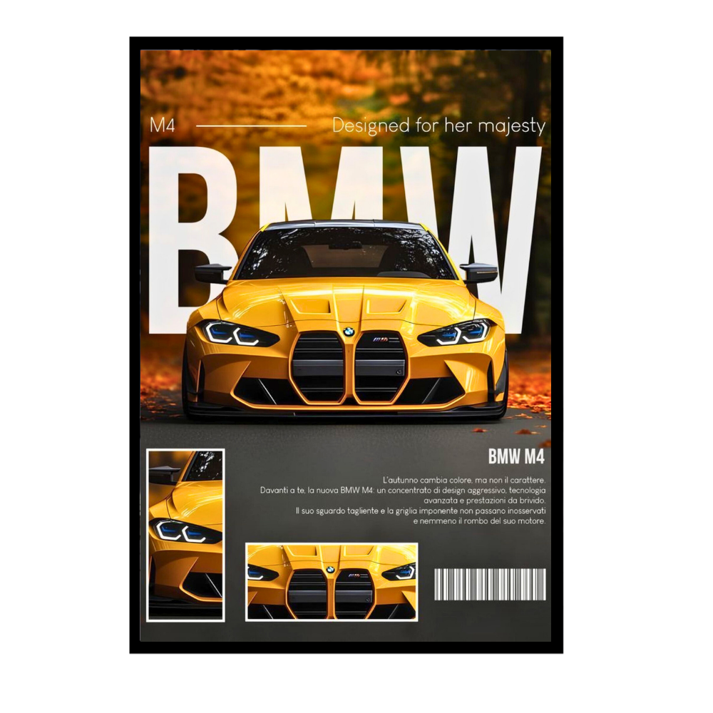 BMW M4 Framed Car Wall Art – Premium Automotive Decor for Car Enthusiasts