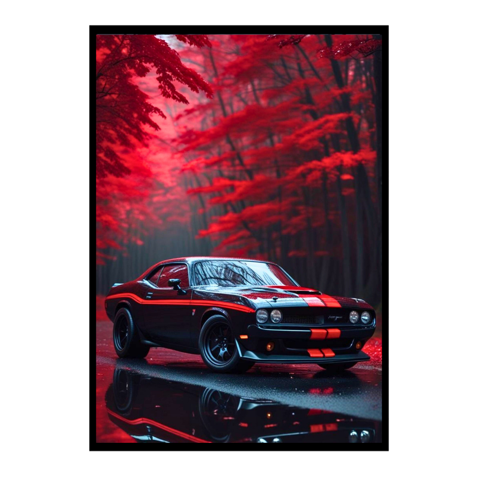 Dodge Challenger Framed Car Wall Art – Premium Automotive Decor for Car Enthusiasts