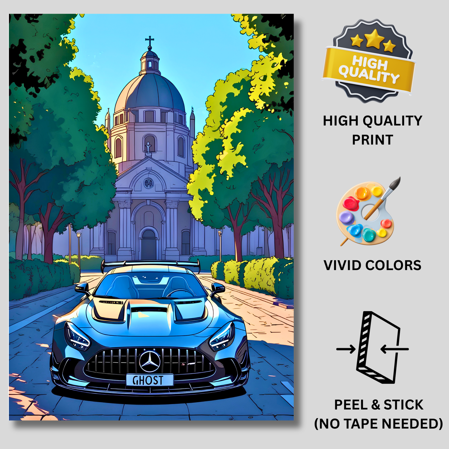Mercedes AMG GT Black Series Poster Wall Art | Luxury Supercar Aesthetic Poster for Bedroom, Gaming Room & Office | Premium Automotive Decor Print