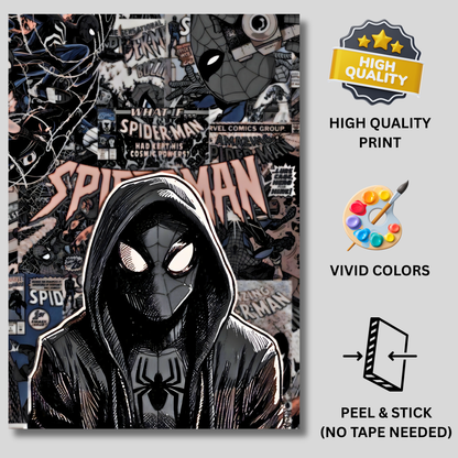 Spider-Man Dark Aesthetic Poster Wall Art | Hooded Spider-Man Comic Style Poster for Gaming Room, Bedroom & Office | Premium Superhero Decor Print